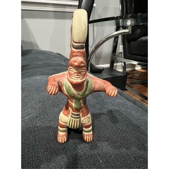Vtg Aztec Inca Mayan Mexico Folk Art Pottery Red Clay Figure - Picture 1 of 7